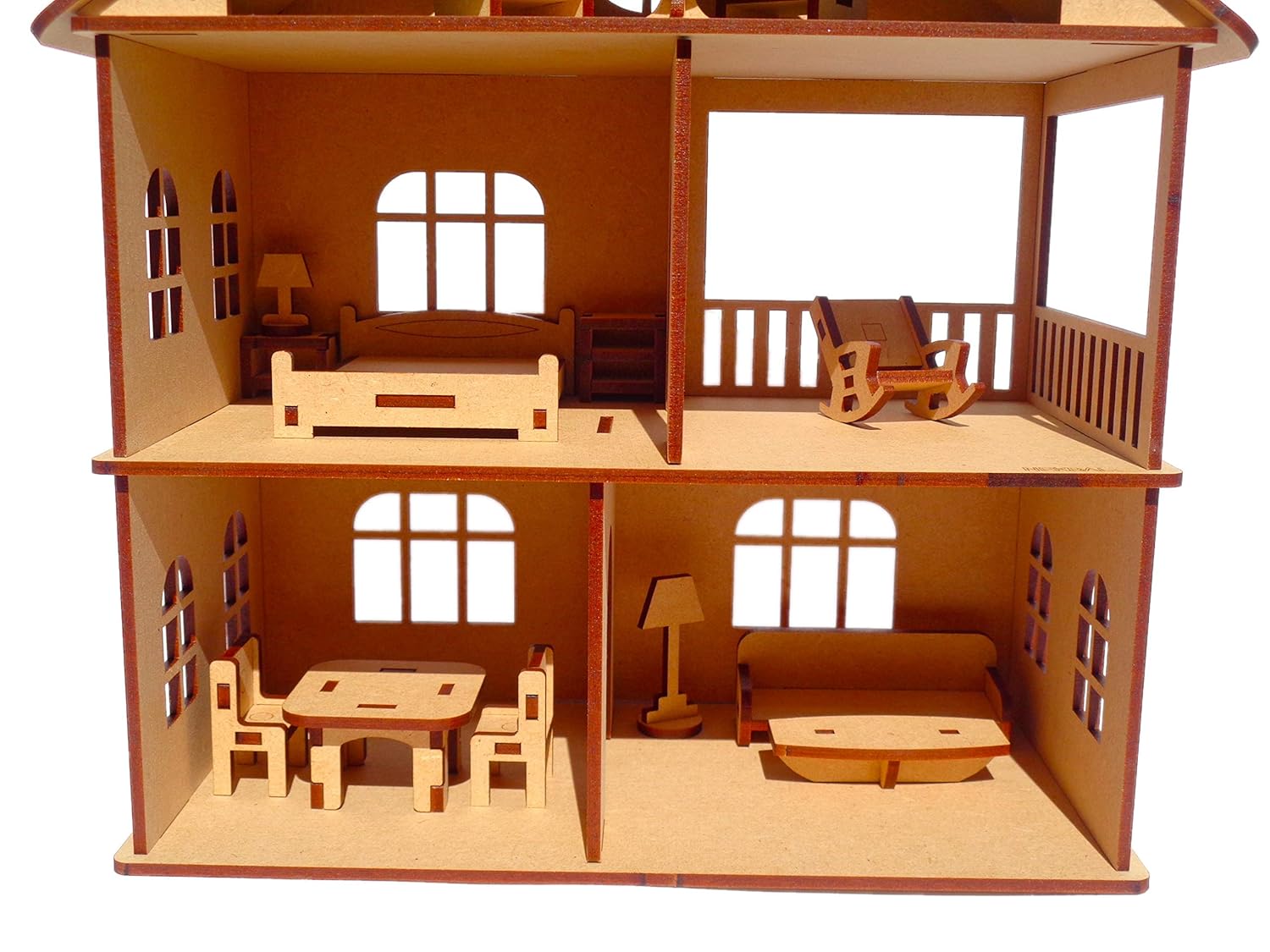DIY Wooden Toy House with Furniture (Free Paint Set)