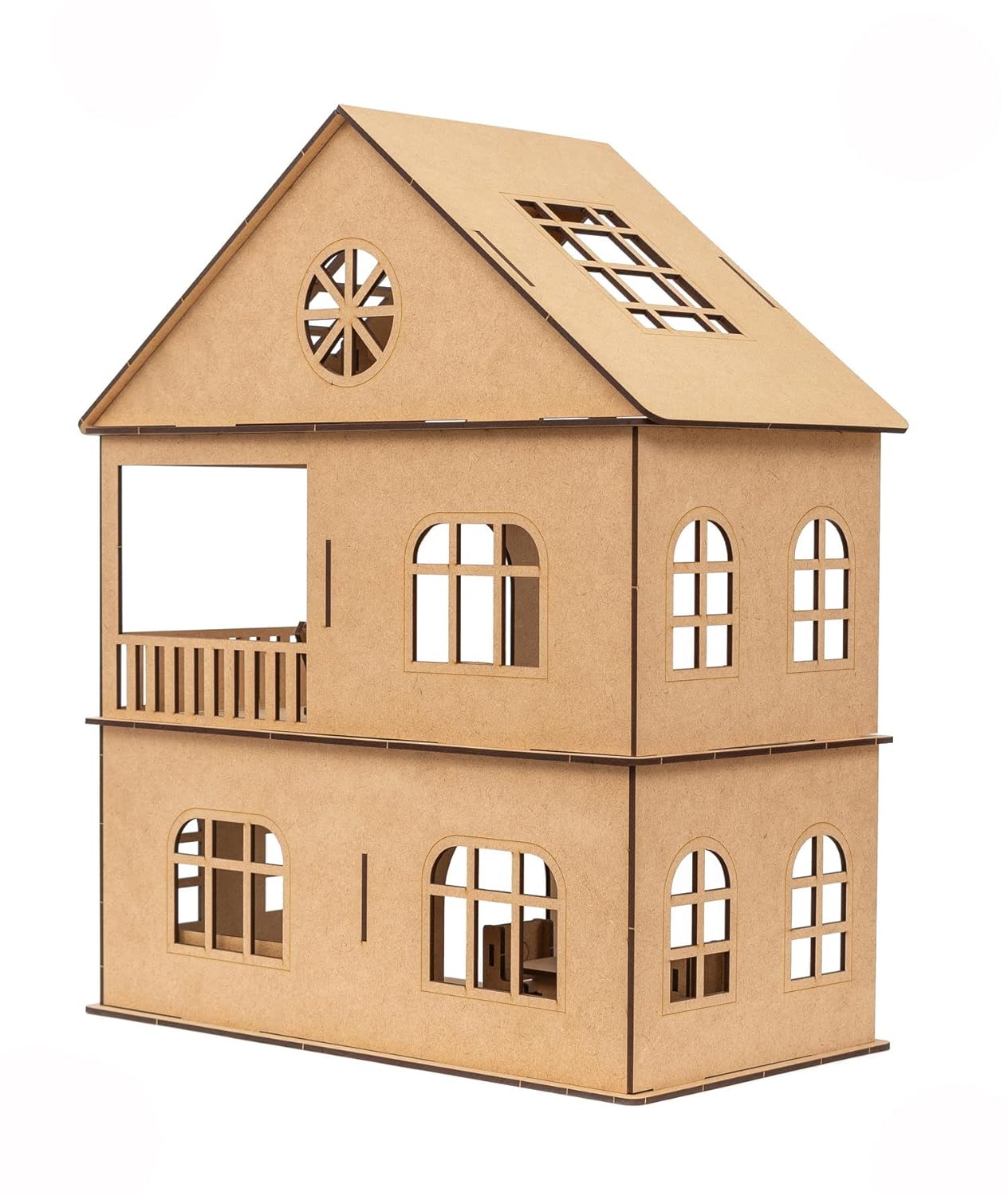 DIY Wooden Toy House with Furniture (Free Paint Set)